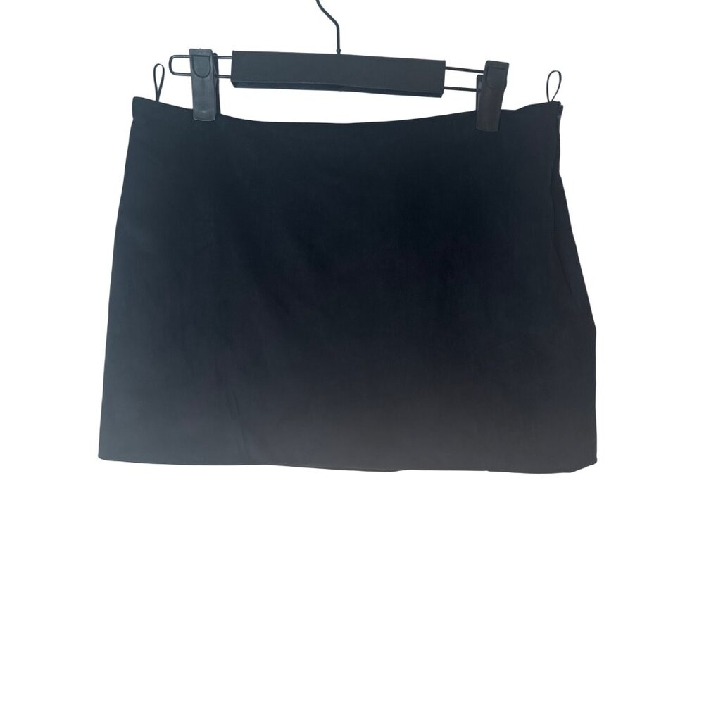 ZARA Small Black Faux Suede Mini Skirt